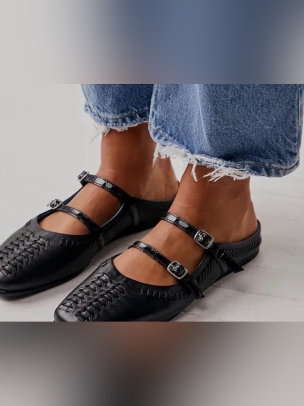 New Free People Diana Double Strap Leather Flats US 9.5 EU 40 w/Box - Picture 9 of 9